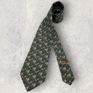 BORBONESE Green/Brown Dog Silk LUXURY Tie ITALY